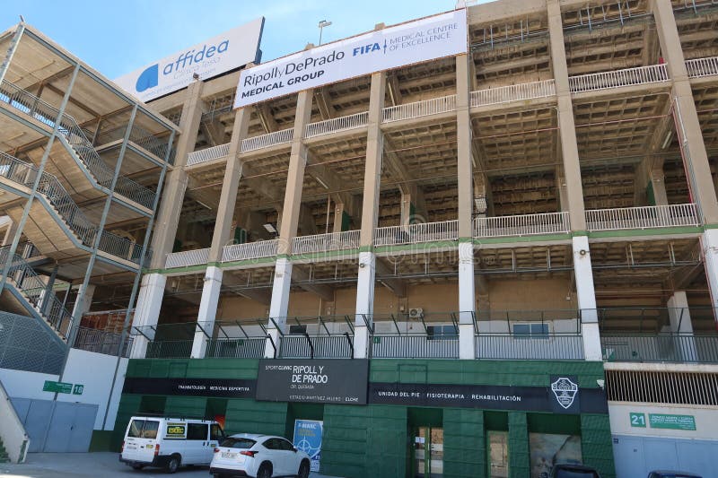 Elche, Alicante, Spain, May 3, 2024: Ripoll and Deprado medical group on the east side of the Martinez Valero stadium of the Elche football club. Elche, Alicante, Spain. Elche, Alicante, Spain, May 3, 2024: Ripoll and Deprado medical group on the east side of the Martinez Valero stadium of the Elche football club. Elche, Alicante, Spain
