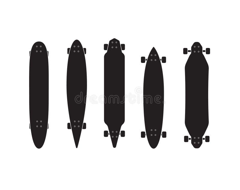 Grupo preto liso do ícone do longboard do vetor ilustração do vetor Grupo preto liso do ícone do longboard do vetor ilustração do vetor