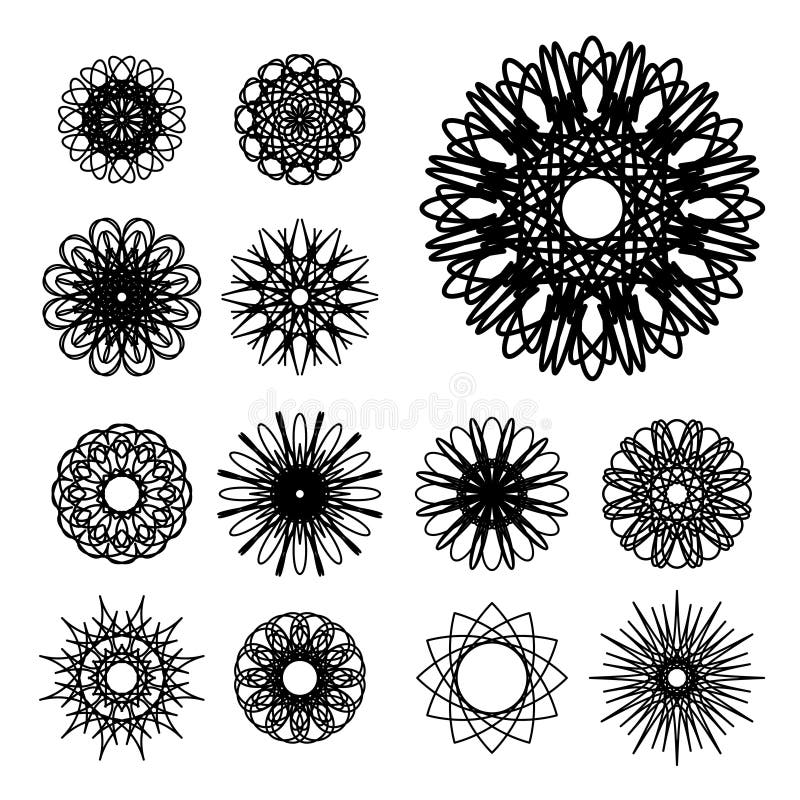 Conjunto de Ornamentos Redondos ilustração royalty free