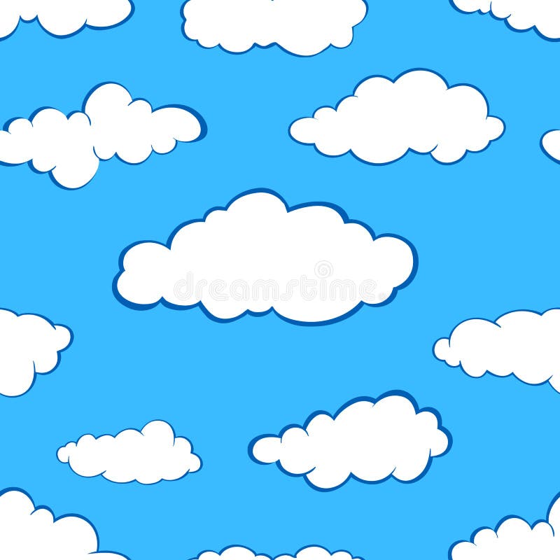 Grupo sem emenda do teste padrão das nuvens ilustração stock Grupo sem emenda do teste padrão das nuvens ilustração stock