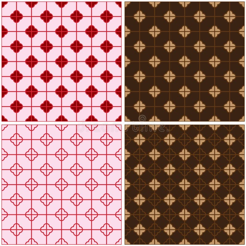 Grupo sem emenda marrom vermelho do teste padrão da janela quatro chineses ilustração stock Grupo sem emenda marrom vermelho do teste padrão da janela quatro chineses ilustração stock
