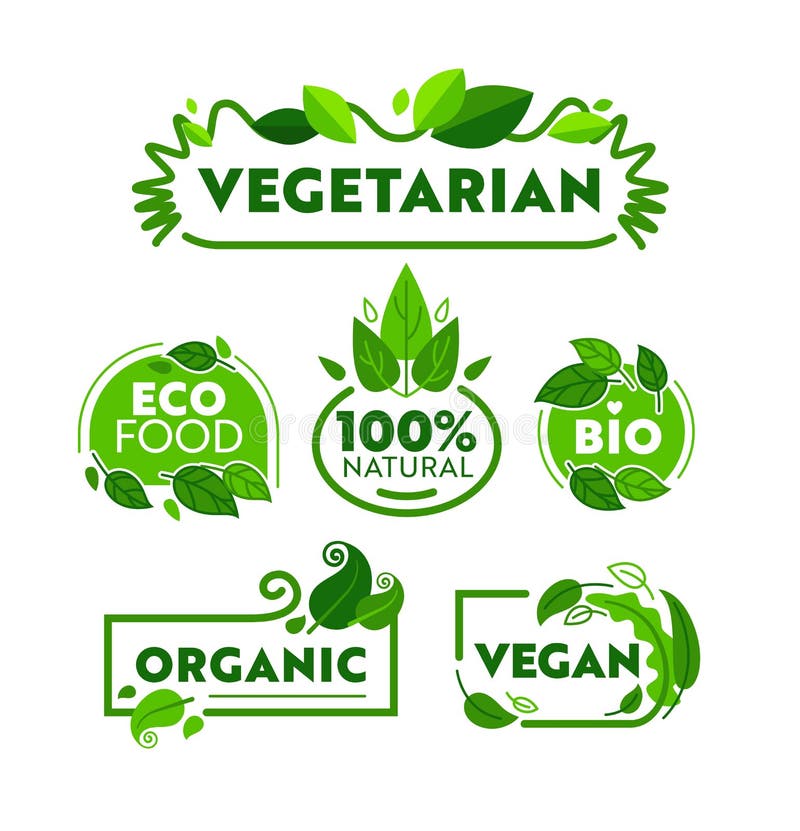 Grupo verde da bandeira do ícone do alimento biológico do vegetariano de Eco Coleção do crachá da loja da natureza do vegetariano ilustração royalty free Grupo verde da bandeira do ícone do alimento biológico do vegetariano de Eco Coleção do crachá da loja da natureza do vegetariano ilustração royalty free