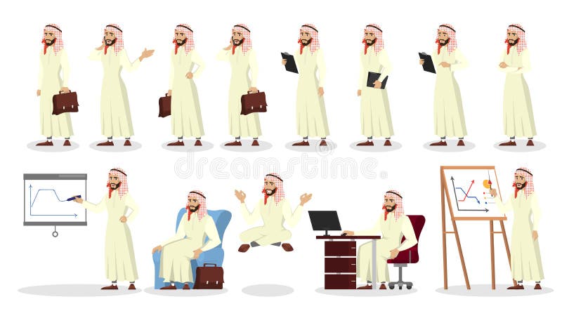 Grupo árabe do homem de negócios Coleção do homem árabe ilustração stock Grupo árabe do homem de negócios Coleção do homem árabe ilustração stock