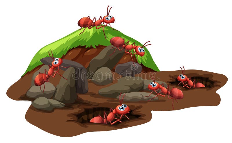 Grupp av myror som bor tunnelbanan