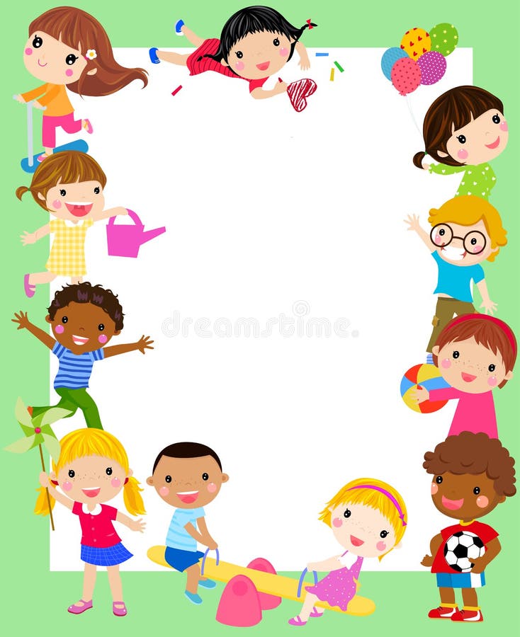 Gruppe des Kinderrahmens vektor abbildung Gruppe des Kinderrahmens vektor abbildung