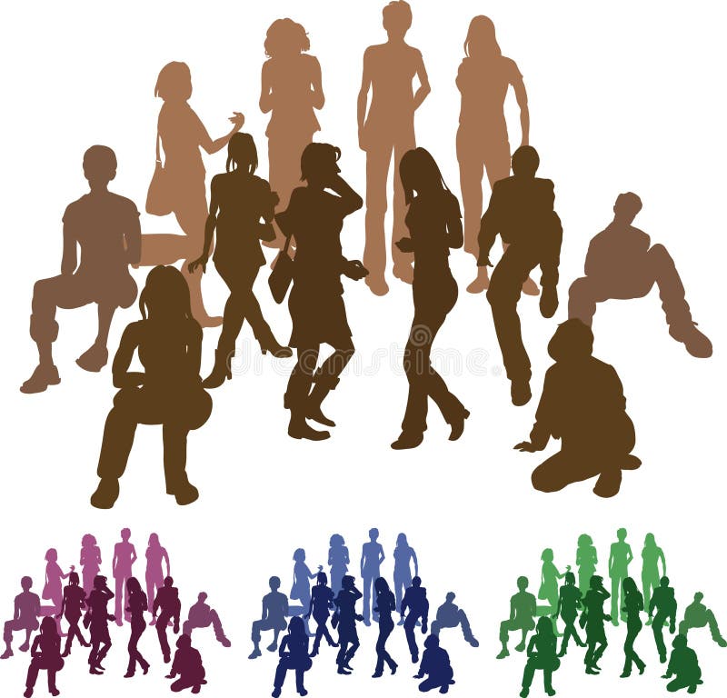 A group of friends each is a complete silhouette on separate layer in the vector files (with the exception of those hugging who are an individual set). Vector file includes several different colour versions. A group of friends each is a complete silhouette on separate layer in the vector files (with the exception of those hugging who are an individual set). Vector file includes several different colour versions