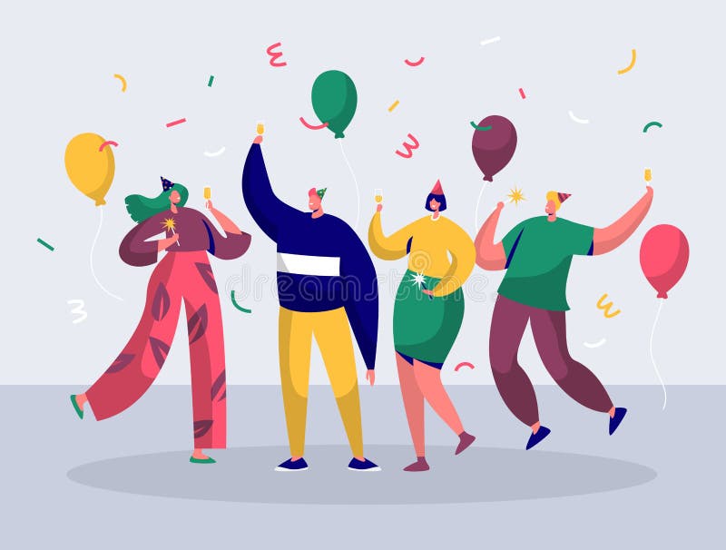 Gruppe frohe Leute, die Partei des neuen Jahres feiern lizenzfreie abbildung Gruppe frohe Leute, die Partei des neuen Jahres feiern lizenzfreie abbildung