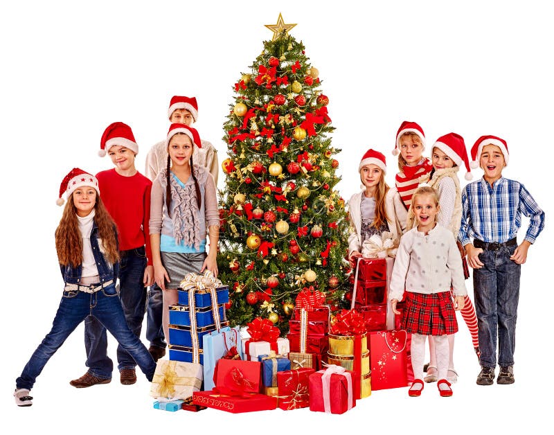 Gruppe Kinder mit Weihnachtsmann lizenzfreie stockbilder Gruppe Kinder mit Weihnachtsmann lizenzfreie stockbilder