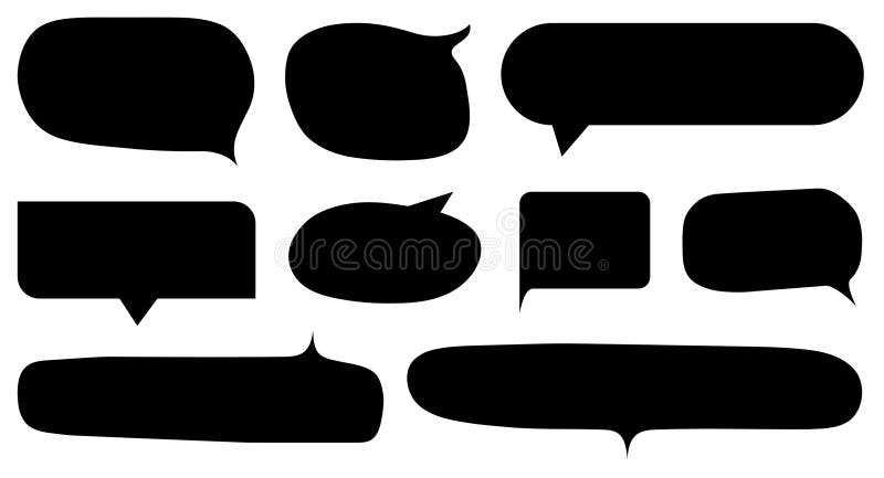 Gruppe schwarzer Sprechblasen-Symbole stock abbildung