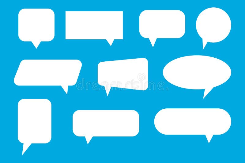 Gruppe von diverse Black Speech Bubbles Form Vektor auf weißem Hintergrund. Kommunikationsform lizenzfreie abbildung