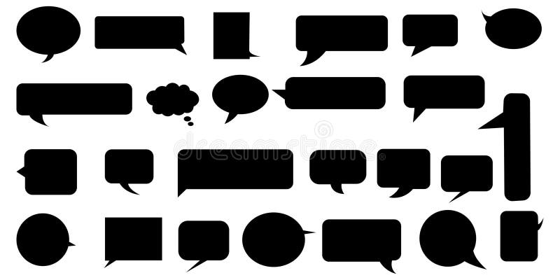 Gruppe von diverse Black Speech Bubbles Form Vektor auf weißem Hintergrund. Kommunikationsform vektor abbildung