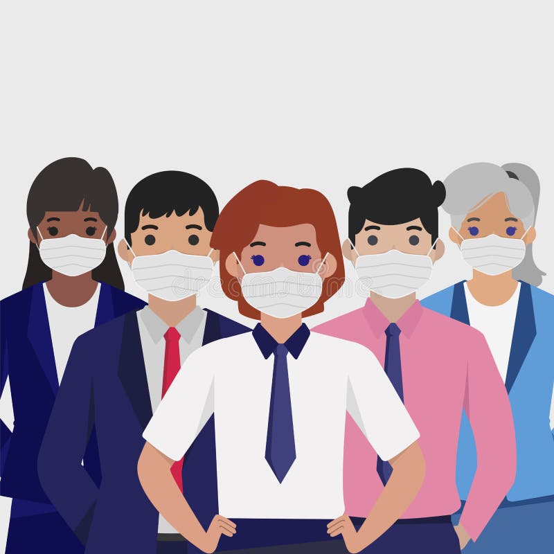 Gruppe von Personen im sterilen medizinischen Maskenvektor