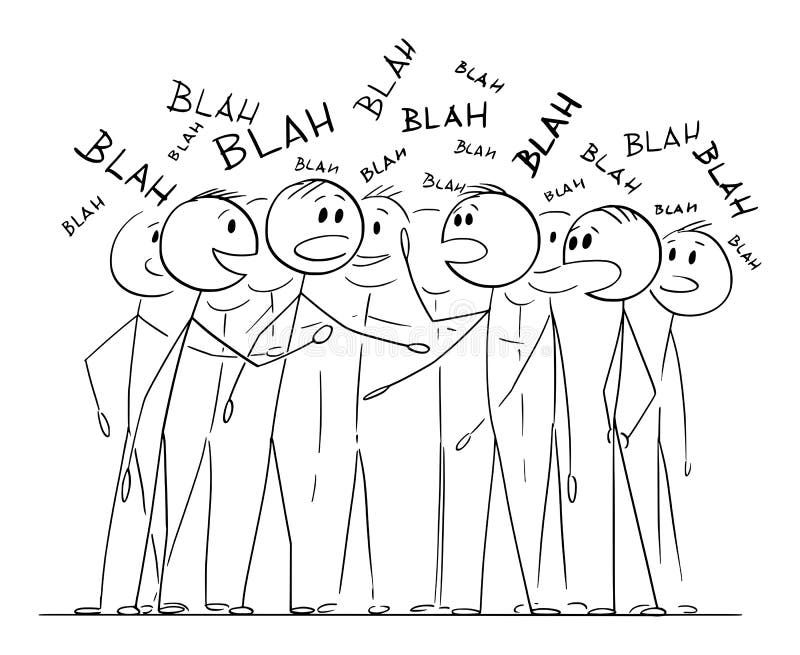 Crowd or group of people is chattering about nothing, talking or speaking blah, vector cartoon stick figure or character illustration. Crowd or group of people is chattering about nothing, talking or speaking blah, vector cartoon stick figure or character illustration.