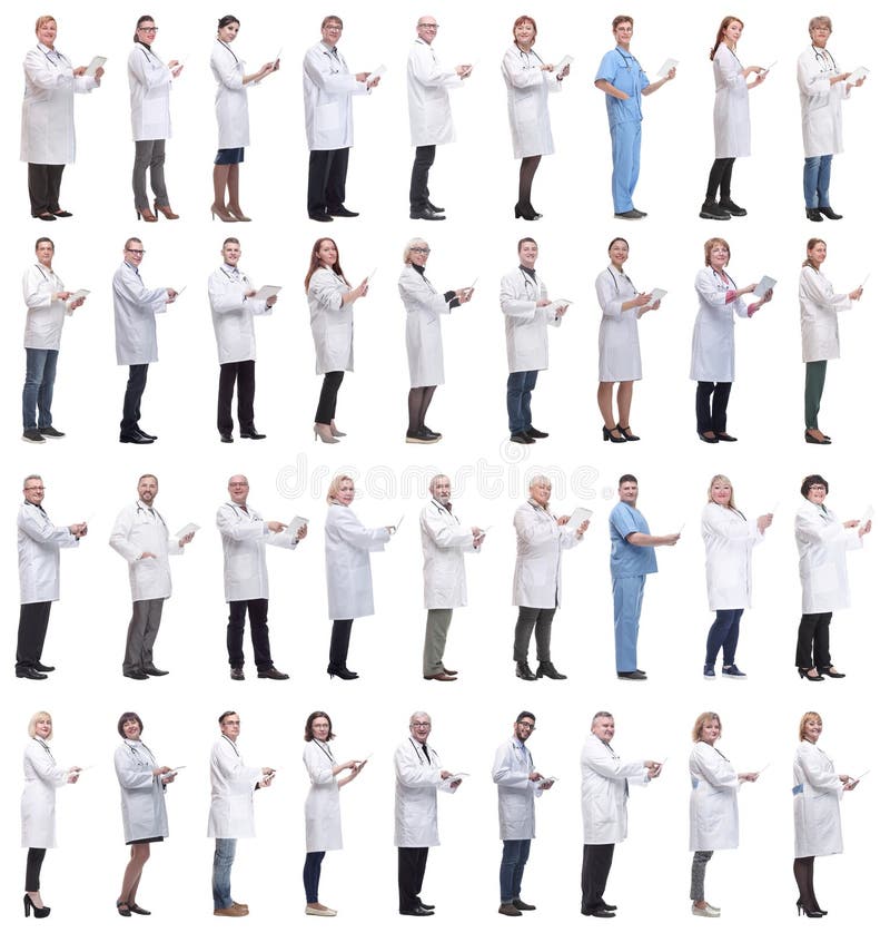 Gruppe von Ärzten mit weißer Zwischenablage lizenzfreies stockbild