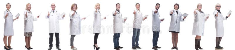 Gruppe von Ärzten mit weißer Zwischenablage lizenzfreies stockfoto