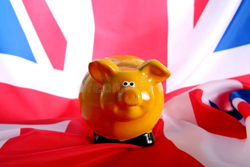 The flag UK with piggy bank. The flag UK with piggy bank