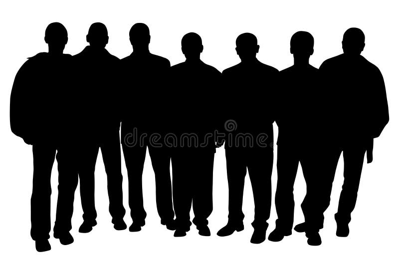 Group of seven young men people. Isolated white background. EPS file available. Group of seven young men people. Isolated white background. EPS file available.