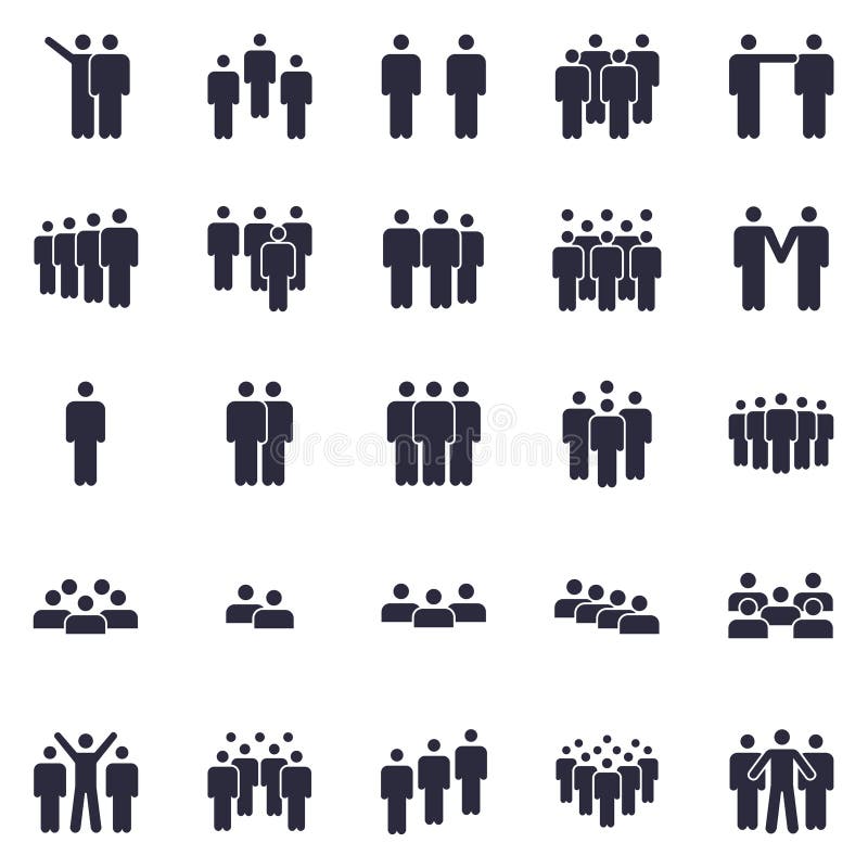 Gruppi di icona delle persone La persona del gruppo di affari, il simbolo della gente di lavoro di squadra dell'ufficio ed il gru royalty illustrazione gratis