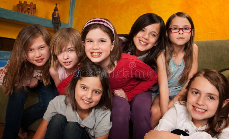 Gruppo di bambine felici fotografia stock