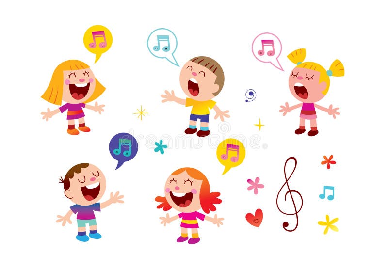 Gruppo di bambini che cantano royalty illustrazione gratis Gruppo di bambini che cantano royalty illustrazione gratis