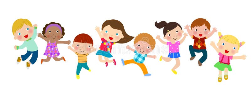 Gruppo di bambini di salto illustrazione di stock Gruppo di bambini di salto illustrazione di stock