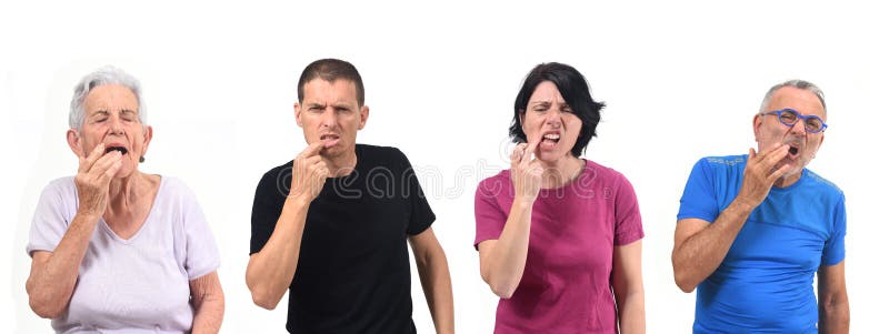 Gruppo di persone con herpes sulle labbra immagini stock Gruppo di persone con herpes sulle labbra immagini stock