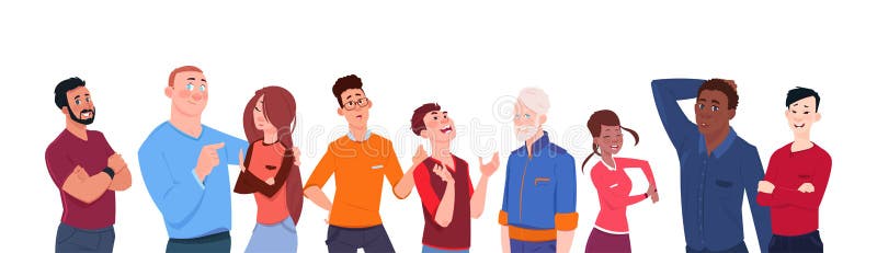 Gruppo di persone il fumetto della corsa della miscela dell'età differente isolato sui diversi uomini moderni dell'insegna orizzo royalty illustrazione gratis Gruppo di persone il fumetto della corsa della miscela dell'età differente isolato sui diversi uomini moderni dell'insegna orizzo royalty illustrazione gratis