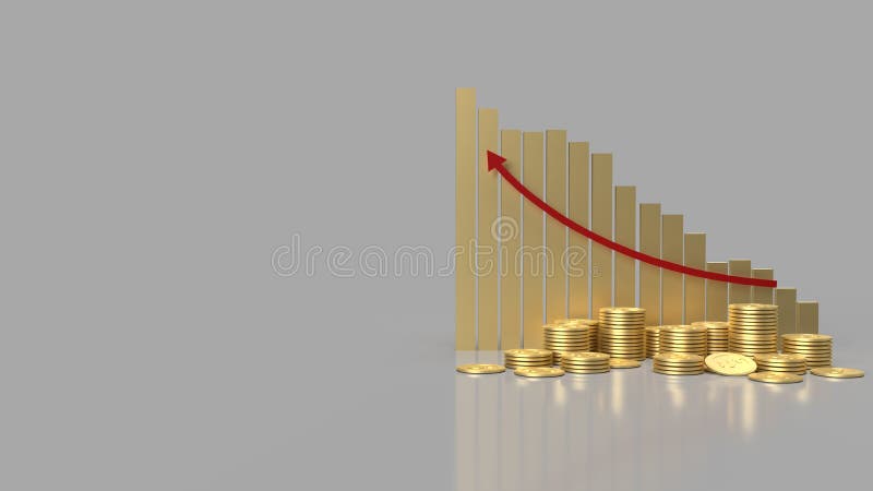 Grupul „Gold chart and coin group” pentru redarea conținutului 3d al firmei vector illustration