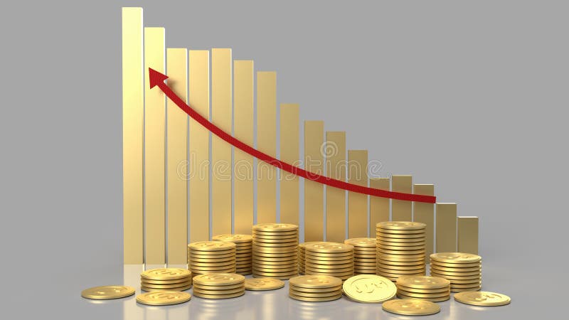 Grupul „Gold chart and coin group” pentru redarea conținutului 3d al firmei royalty free illustration