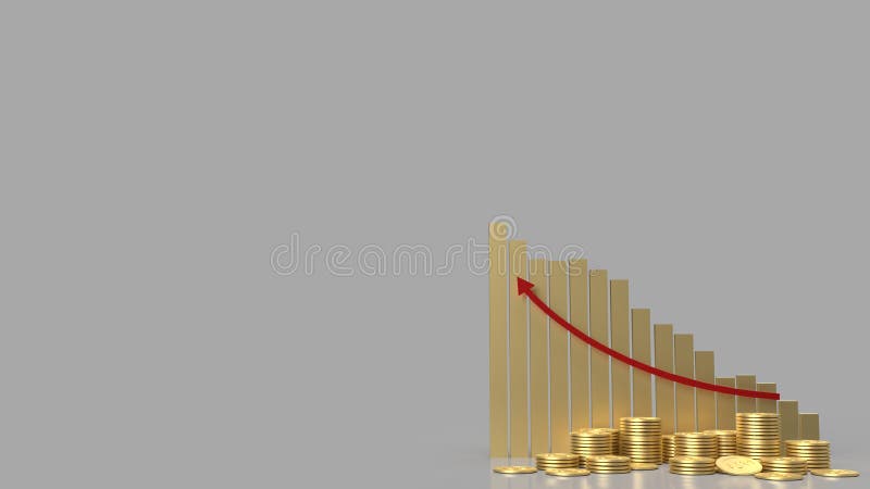 Grupul „Gold chart and coin group” pentru redarea conținutului 3d al firmei royalty free illustration