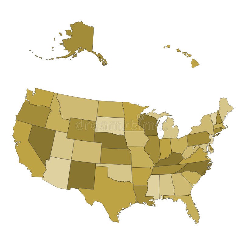 USA map - states separated in the groups - illustration for the web. USA map - states separated in the groups - illustration for the web