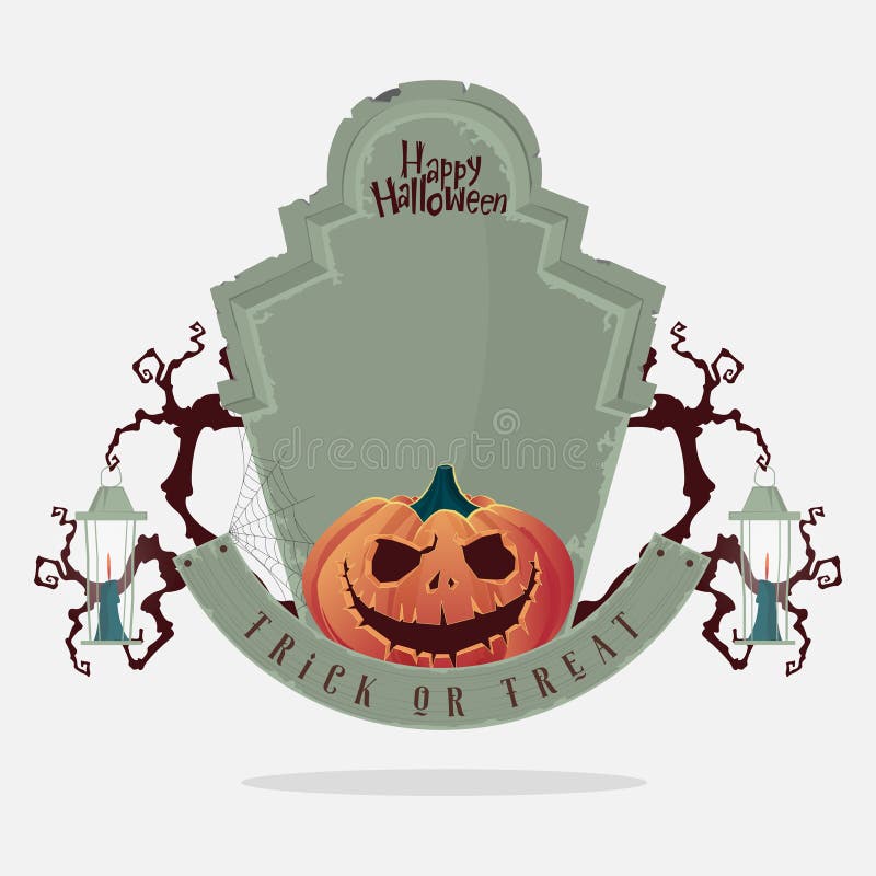 Gruselige Finanzanzeige und furchtsamer Halloween-Kürbis Glückliche Halloween-Typografie Vektor lizenzfreie abbildung Gruselige Finanzanzeige und furchtsamer Halloween-Kürbis Glückliche Halloween-Typografie Vektor lizenzfreie abbildung