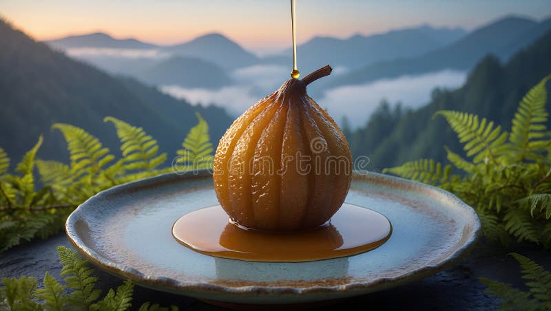 Gruszka z miodową glazurą w Sunrise Mountain View ilustracji