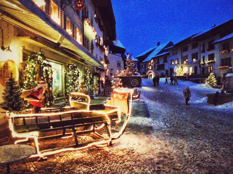 Gruyèredorp, Zwitserland royalty-vrije stock fotografie Gruyèredorp, Zwitserland royalty-vrije stock fotografie