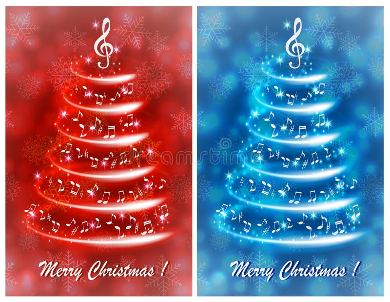 Grußkarte mit einem abstrakten musikalischen Weihnachtsbaum, mit Anmerkungen und Violinschlüssel vektor abbildung Grußkarte mit einem abstrakten musikalischen Weihnachtsbaum, mit Anmerkungen und Violinschlüssel vektor abbildung