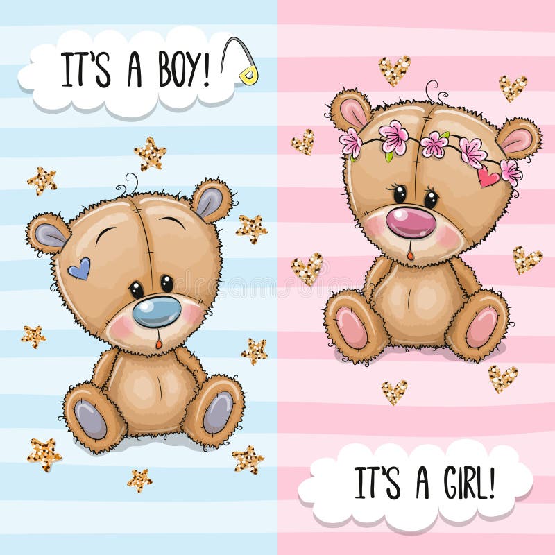 Grußkarte mit nettem Teddy Bears-Jungen und -mädchen