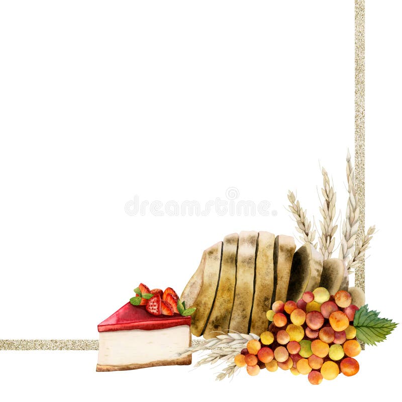 Grußkarte. quadratische Illustration Picknick barbeque Einladung. Traubenkuchenbrot lizenzfreie abbildung