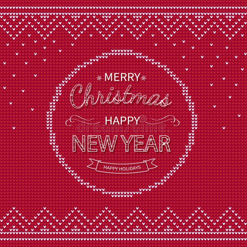 Grußrot der frohen Weihnachten und des guten Rutsch ins Neue Jahr strickte Hintergrund Weihnachtslogobeschriftung in einem Kreis stock abbildung Grußrot der frohen Weihnachten und des guten Rutsch ins Neue Jahr strickte Hintergrund Weihnachtslogobeschriftung in einem Kreis stock abbildung