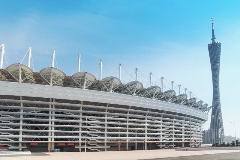 Gry Azjatyckie stadium i Guangzhou wierza obraz stock Gry Azjatyckie stadium i Guangzhou wierza obraz stock