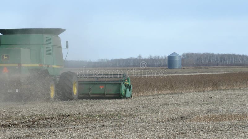 GRYGLA, MN - 2 NOVEMBRE 2018: John Deere Combine che raccoglie campo della soia