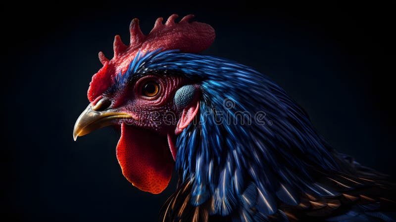Grymmande färgstark rosterslutande porträtt på svart bakgrundsneural nätverk genererade fotorealistisk bild vektor illustrationer