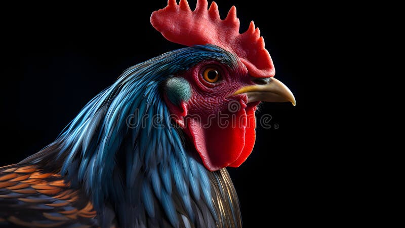 Grymmande färgstark rosterslutande porträtt på svart bakgrundsneural nätverk genererade fotorealistisk bild vektor illustrationer