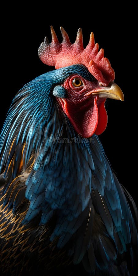 Grymmande färgstark rosterslutande porträtt på svart bakgrundsneural nätverk genererade fotorealistisk bild royaltyfri illustrationer