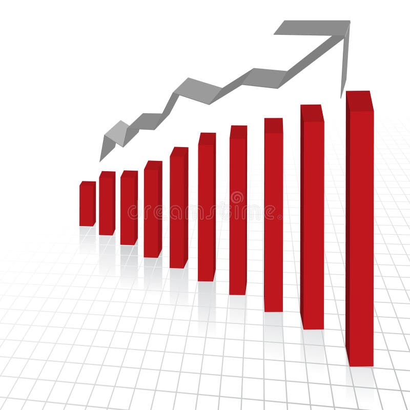 Vector - Business profit growth graph chart with reflection. Vector - Business profit growth graph chart with reflection