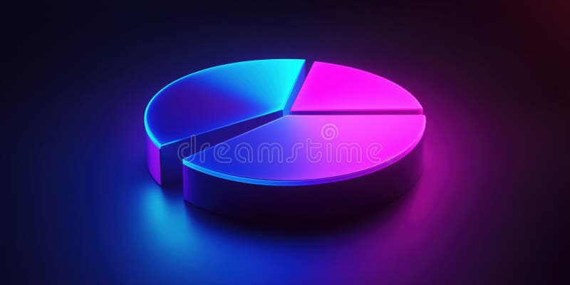 Gráfico circular en 3D colorido con efectos de iluminación de neón para la visualización de datos fotos de archivo libres de regalías