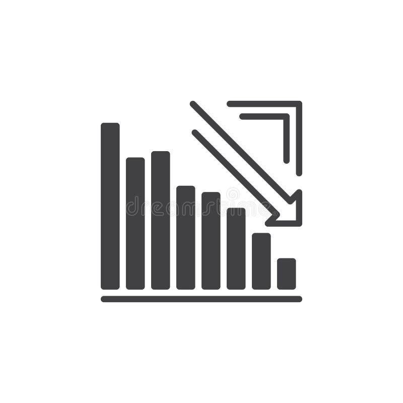 Gráfico da seta que vai abaixo do vetor do ícone, sinal liso enchido, pictograma contínuo isolado no branco ilustração royalty free Gráfico da seta que vai abaixo do vetor do ícone, sinal liso enchido, pictograma contínuo isolado no branco ilustração royalty free