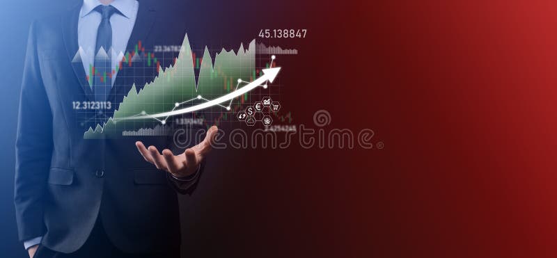 Gráfico gráfico de datos de ventas y crecimiento económico de los empresarios. planificación empresarial y estrategia. análisis del comercio de divisas. financiero y bancario. marketing digital de tecnología plan de crecimiento y ganancias