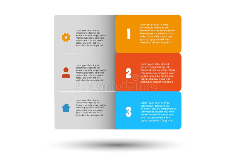 Gráfico de la información de vector del color con seis cajas y sombrear abajo en el fondo blanco stock de ilustración Gráfico de la información de vector del color con seis cajas y sombrear abajo en el fondo blanco stock de ilustración