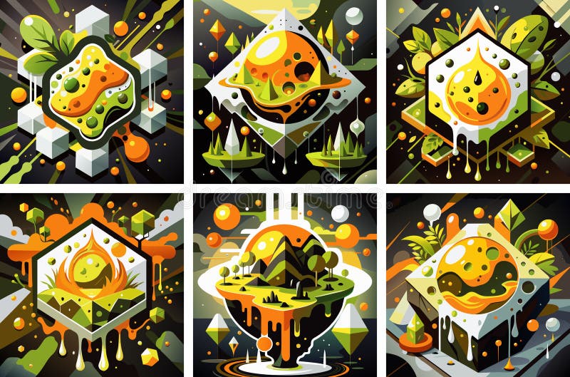 Gráfico de movimento fluido com forma de ameba irregular e elementos de design vibrantes ilustração do vetor