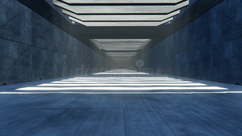 Gráfico de movimiento de escala de tiempo abstracto de volar hacia un túnel de concreto industrial ilustración del vector